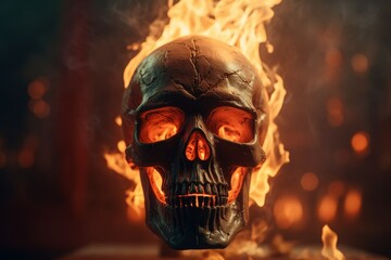 Skull fire flame. Generate Ai