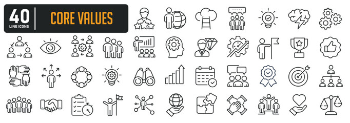 core values line icons. editable stroke. for website marketing design, logo, app, template, ui, etc.