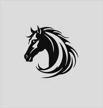 Horse Head Vector Silhouette, Horse Head Logo Illustration Design