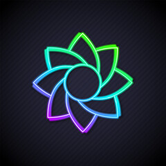 Wall Mural - Glowing neon line Flower icon isolated on black background. Sweet natural food. Vector