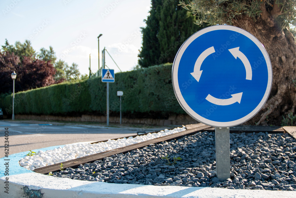 Different Traffic Signs. Roundabout Stock Photo | Adobe Stock
