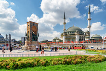 The Taksim Mosque And The Republic Monument, Istanbul, Turkey