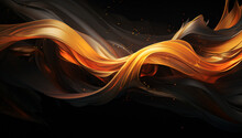 Abstract Background With Black Orange And Gold Smoke Waves 3d Curve Silk Smooth Satin Wallpaper 