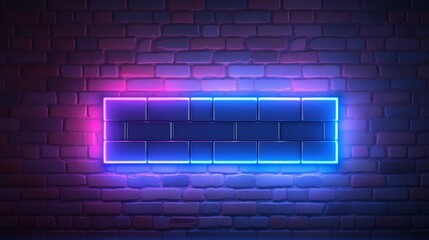 Wall Mural - a neon sign in front of a brick wall, neon color bioluminescence - generative ai