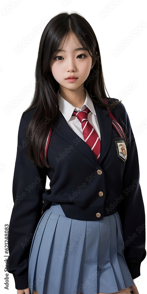 Sexy student girl, school uniform, isolated, transparent background, no ...