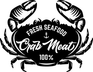 Wall Mural - Vintage crab meat label. Crab meat. Seafood emblem