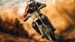 Motocross rider in action on the ground, Generative AI