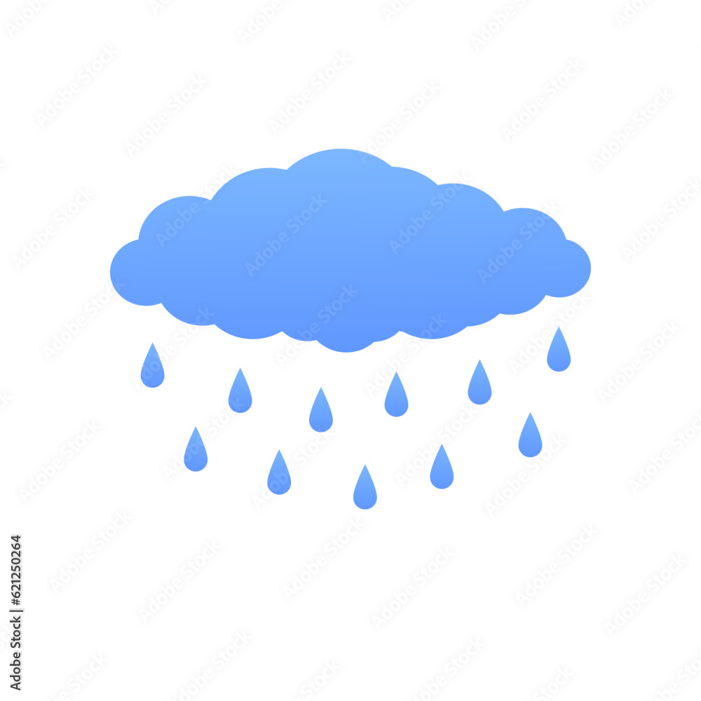 Cloud with rain. Vector illustration of a cloud with raindrops falling ...