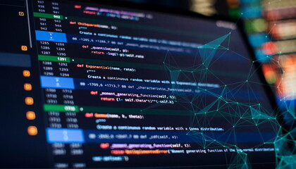 Wall Mural - notebook closeup photo. css, javascript and html usage. monitor closeup of function source code. abs