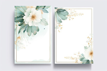 Canvas Print - Multiple uses card :wedding invitation, thank you card,Business, rsvp, details,menu,welcome,boho DIY minimal template design with watercolor floral design, watercolor invitation, beautiful wfloral, in
