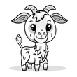 Cute Goat Cartoon Coloring Page Isolated for Kids