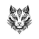 Fototapeta Koty - Ancient Celtic mythological symbol of cat, cat logo, isolated on white background, vector illustration.
