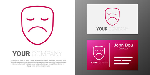 Poster - Logotype line Drama theatrical mask icon isolated on white background. Logo design template element. Vector