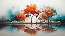 Autumn Trees Digital Painting 