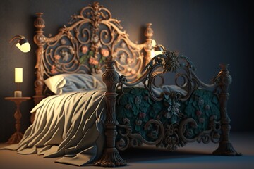antique bed, Generative AI