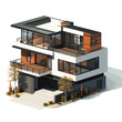 modern house isometric vector flat minimalistic isolated illustration