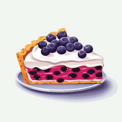 Wall Mural - slice of blueberry pie vector flat minimalistic isolated illustration