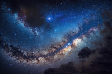 Wall Mural - clear night sky with the milky way and stars shining brightly. generative ai