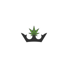 Wall Mural - Crown and cannabis logo design isolated on white background