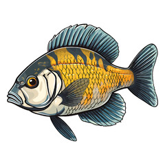 Wall Mural - Underwater Delight: 2D Illustration of a Fascinating Convict Cichlid