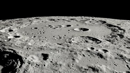Wall Mural - camera flies over a big crater of the moon. elements of this image furnished by nasa