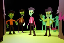 Halloween Funny Zombie, Simple Paper Cut Animation For Kids