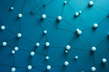 Abstract technology atom polygon science networking blue background communication data connect tech dot