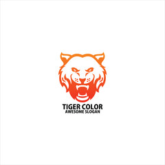 tiger head logo design gradient color line