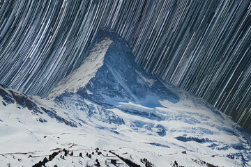 Wall Mural - The summit of the Matterhorn in Alps and covered with snow.