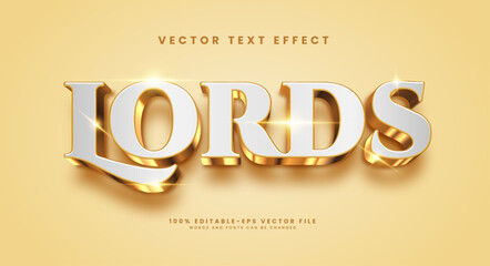 lord golden editable vector text style effect. 3d minimalist text effect.