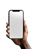 Fototapeta Kosmos - iphone in hand on white background  | Generative AI