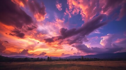 Wall Mural - majestic 4k time-lapse: stunning sunrise/sunset landscape with moving clouds - nature's breathtaking