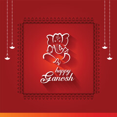 Ganesh Chaturthi. illustration of lord Ganesha for Ganesh Chaturthi festival of India vector banner poster greeting card.