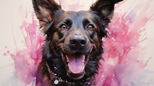  A Painting Of A Dog With Its Mouth Open And Tongue Out.  Generative Ai