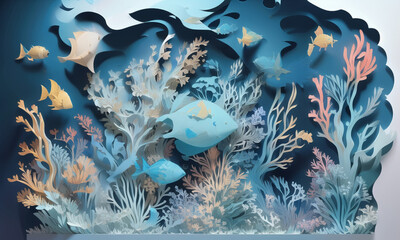 Wall Mural - paper craft in the sea