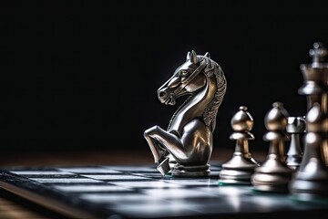 Leadership and Victory in Chess Game: Closeup of Horse and Pawn. Business Concept