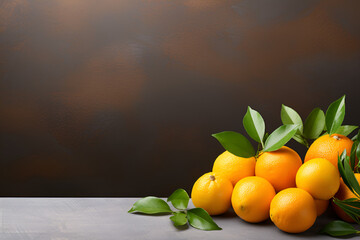 Wall Mural - oranges on a wooden table