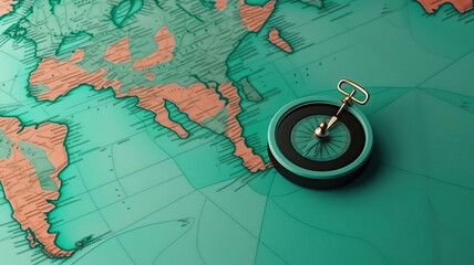 Wall Mural - Happy Columbus Day background concept with compass. Generative Ai