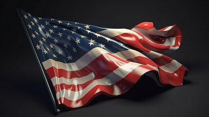 Wall Mural - US American flag, Bright color. Generative Ai