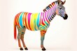 Fancy Zebra with Colorful Stripes. AI-Generated