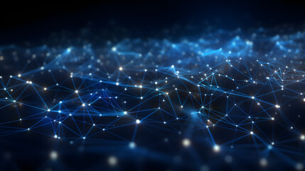 Blue Abstract futuristic network lines background. Network technology abstract concept wallpaper. Generate Ai