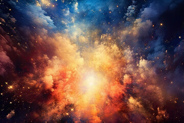 Wall Mural - celestial collision of stars and galaxies, exploding in a dazzling display of cosmic fireworks