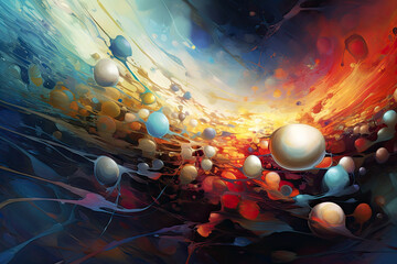 Wall Mural - symphony of intergalactic elements and abstract forms, evoking a sense of cosmic wonder and exploration