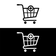 Wall Mural - black and white trolley icon