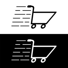 Wall Mural - black and white trolley icon