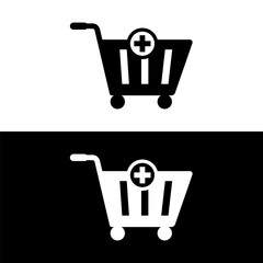 Wall Mural - black and white trolley icon