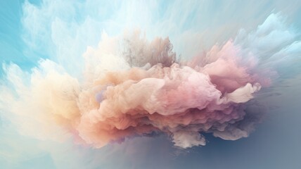 Wall Mural - Colorful smoke cloud blue and orange flowing smoothly in artistic abstract art background with creative design and realistic lighting. Picturesque generative AI