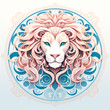 Mystical pastel Leo astrological sign in a captivating circle, set against an ethereal white background. Unique feminine color spot accentuates the symbol. Generative AI