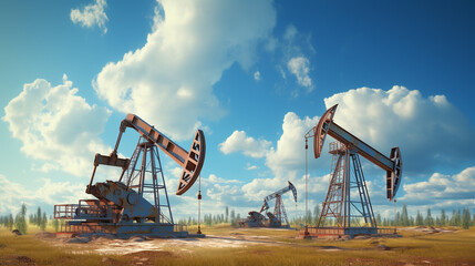 oil pump jack in the field. Generative Ai. 