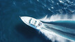 white boat rushes on the ocean. Generative Ai. 